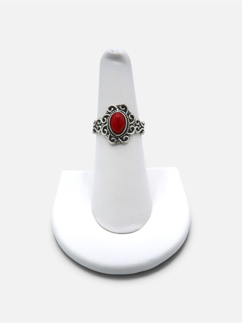 VINTAGE RED CORAL RING - Picture 4 of 7